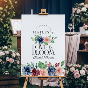 Poster Mariage Bohème Navy Rose Floral Love in Bloom Baby