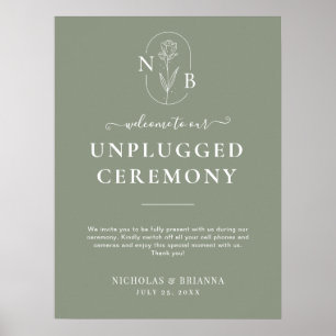 Poster Mariage Boho débranché minimaliste Sage Green