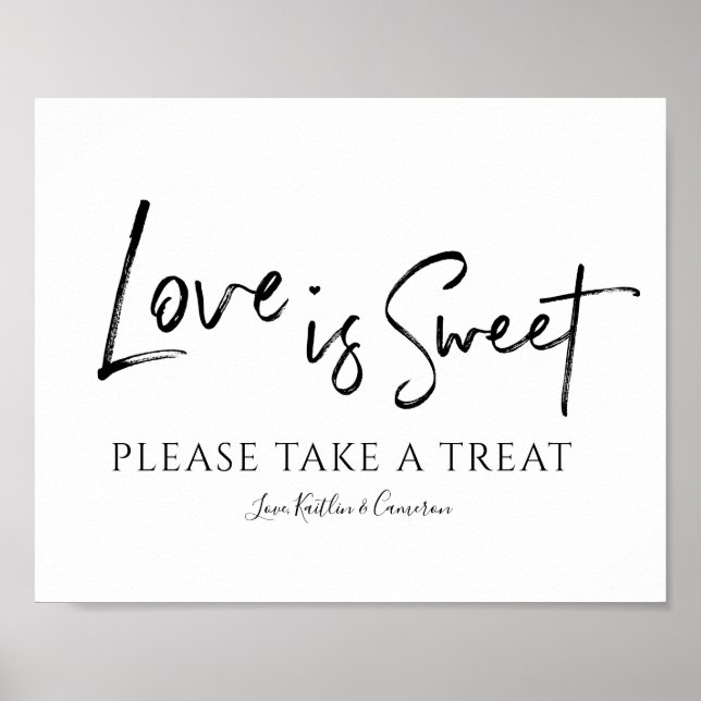 Poster Mariage Bonbons Buffet Panneau "L'amour est doux"  (Devant)