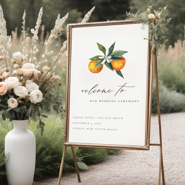 Poster Mariage botanique minimal chic orange (Créateur téléchargé)