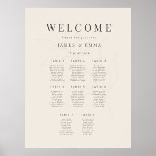 Poster Mariage Botanique Minimaliste (8) Beige Doux