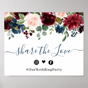 Poster Mariage Bourguignon Bleu Nuit Blush Partagez l'Amo