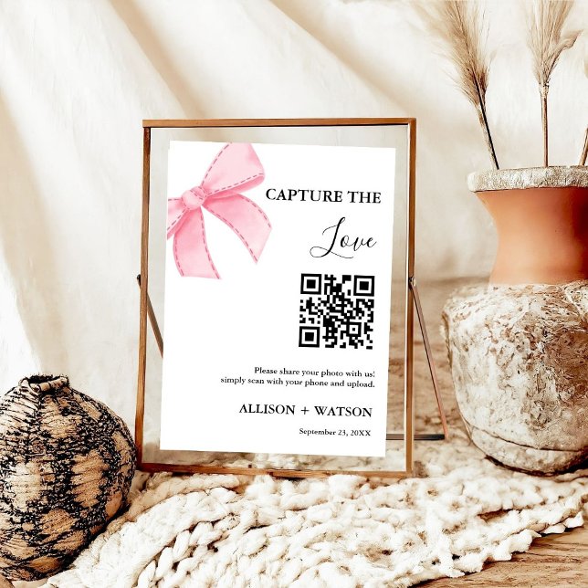 Poster Mariage Bow Capture amour code QR photo mariage (Créateur téléchargé)