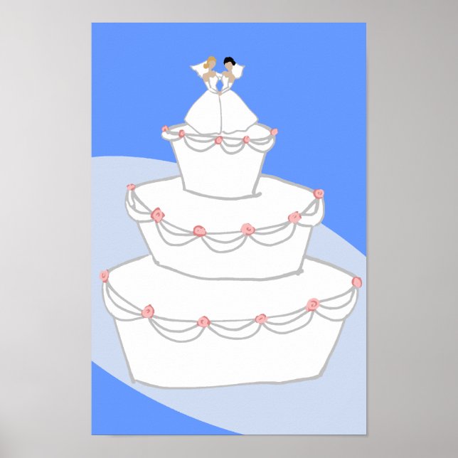 Poster Mariage Cake Deux Mariées (Devant)
