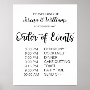 Poster Mariage Calendrier des événements Signer Calligrap
