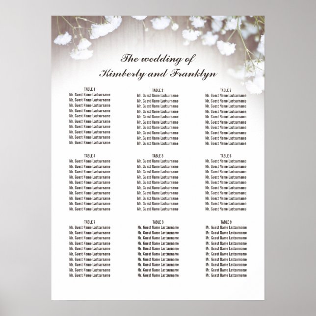 Poster Mariage campagnard de respiration Rustique pour bé (Devant)