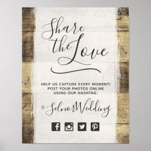 Poster Mariage campagnard Vintage Rustic Wood Photo