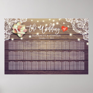 Poster Mariage Carte de siège Chic Floral Luminaires en b