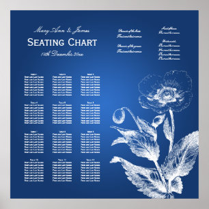 Poster Mariage Carte de siège Poppy Blue