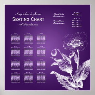 Poster Mariage Carte de siège Poppy Purple
