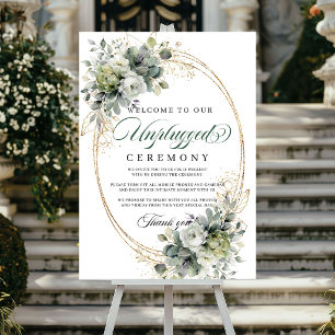 Poster Mariage Cérémonie Non Branchée Botanique Vert Blan