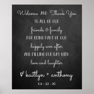Poster Mariage Chalkboard moderne Bienvenue & panneau Mer