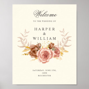 Poster mariage champagne roses douces roses