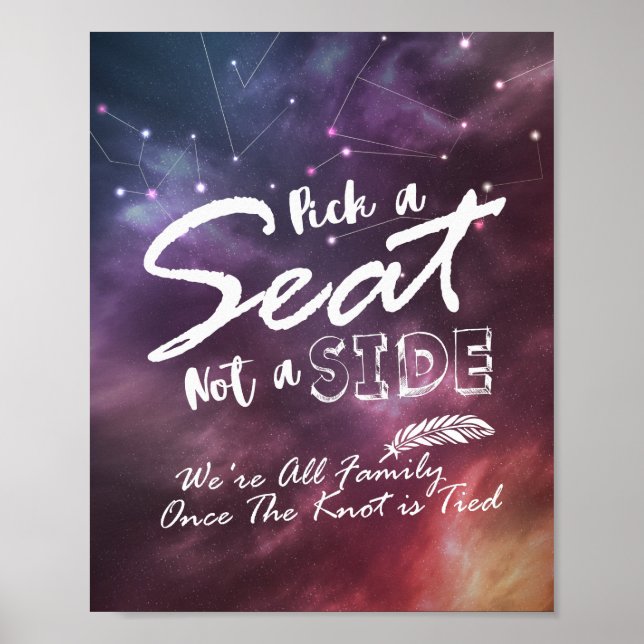 Poster Mariage Choisir Un Siège Pas Un Côté Étoiles Galax (Devant)