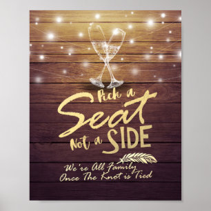Poster Mariage Choisir Un Siège Pas Un Côté Verres Champa