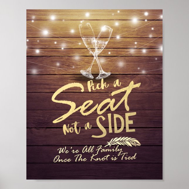 Poster Mariage Choisir Un Siège Pas Un Côté Verres Champa (Devant)