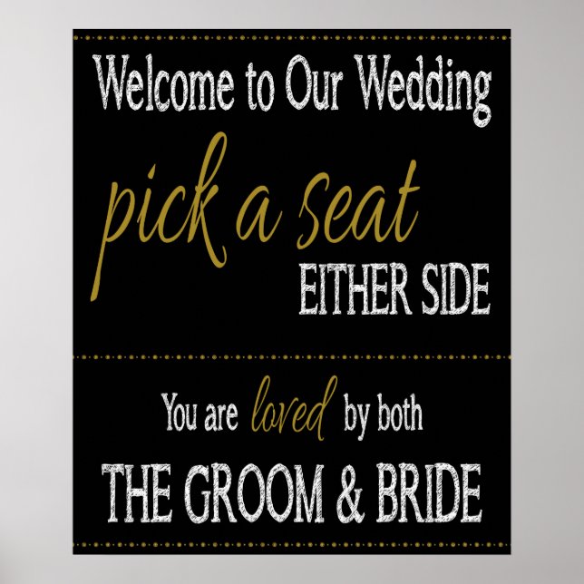 Poster Mariage - Choisissez un siège, de chaque côté. (Devant)
