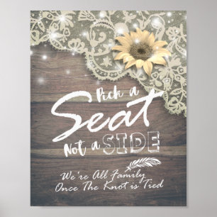 Poster Mariage Choisissez un siège pas un côté dentelle s
