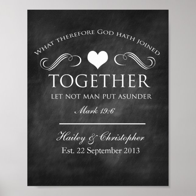 Poster Mariage Christian Chalkboard Imprimer (Devant)