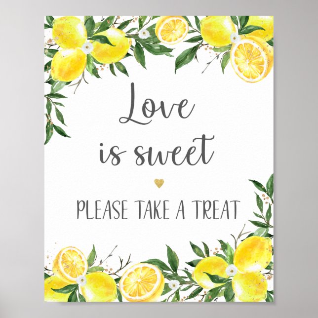 Poster Mariage civil Lemon Greenery Amour d'or est doux F (Devant)