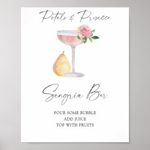 Poster Mariage civil rose prosecco - bar à sangria