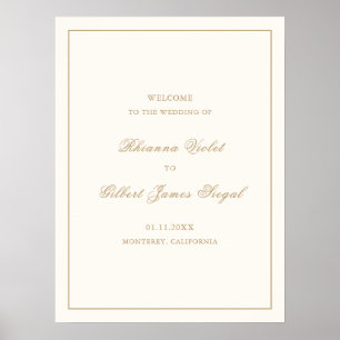 Poster Mariage Classique aux Bordures d'Ivoire et d'Or Ti