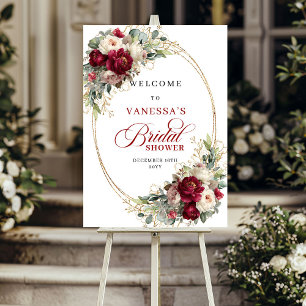 Poster Mariage Classique Bourguignon Floral : Bienvenue à