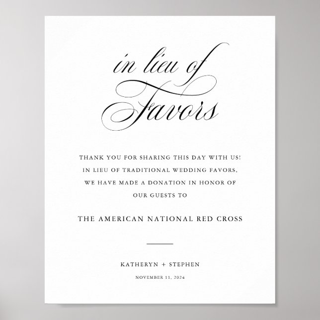 Poster Mariage Classique Élégant En Lieu Et Place Des Fav (Devant)