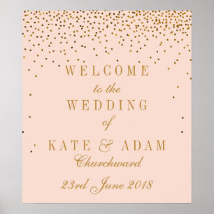 Poster Mariage Confetti Rose et Glam Gold