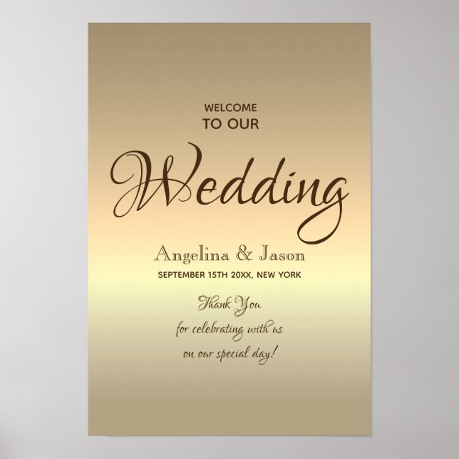 Poster Mariage d'accueil Gold simple (Devant)