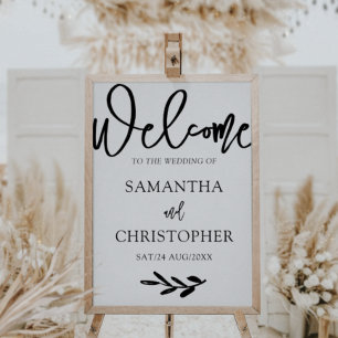 Poster Mariage d'accueil moderne simple noir et blanc