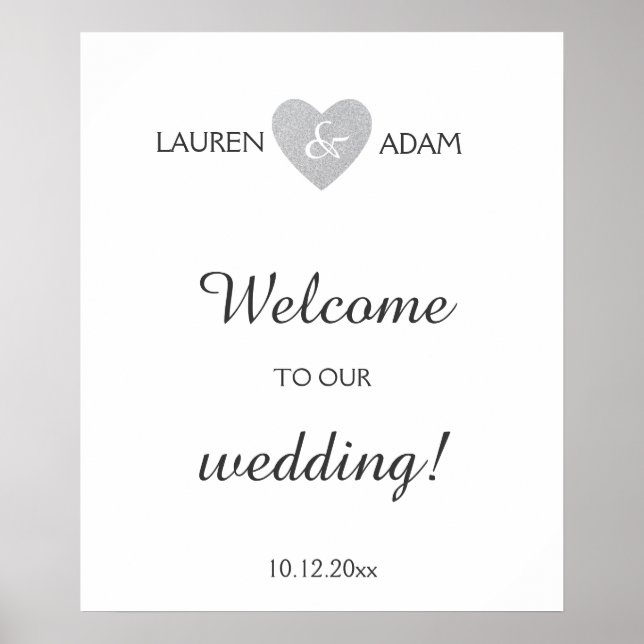 Poster Mariage d'accueil signe argent coeur de parties sc (Devant)