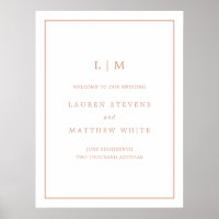 Mariage d'accueil simple Monogram Rose Gold Rose