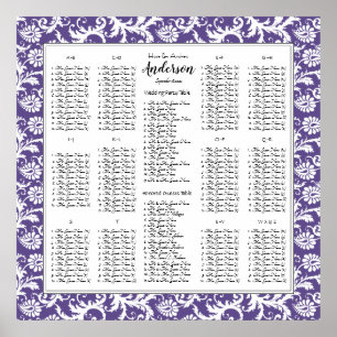 Poster Mariage damassé violet ultra violet