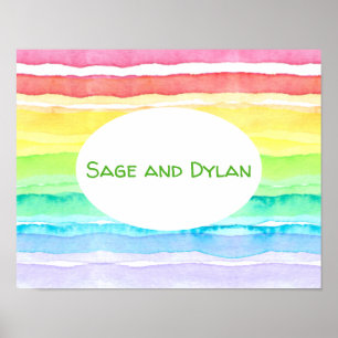 Poster Mariage d'aquarelle arc-en-ciel