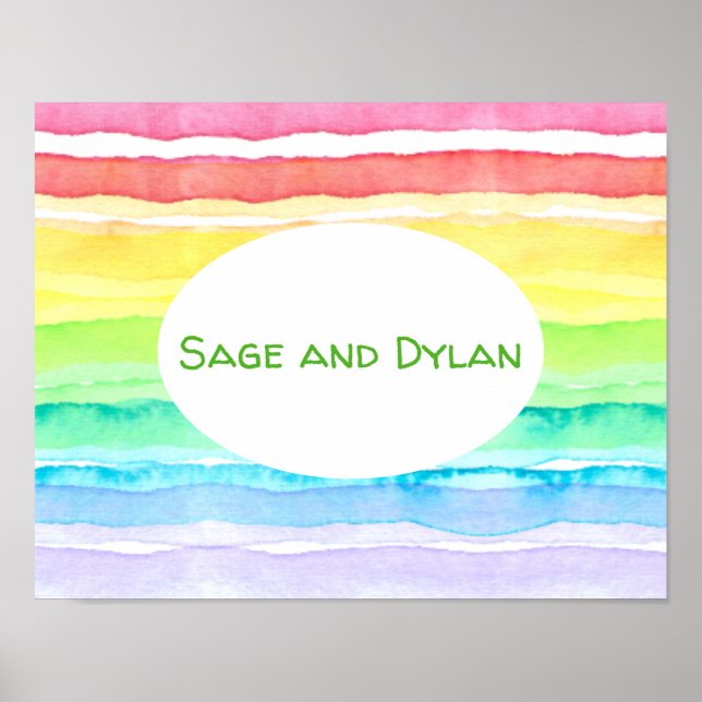 Poster Mariage d'aquarelle arc-en-ciel (Devant)