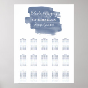 Poster Mariage d'aquarelle bleu foncé