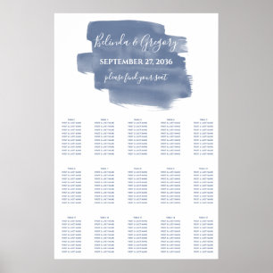 Poster Mariage d'aquarelle bleu foncé