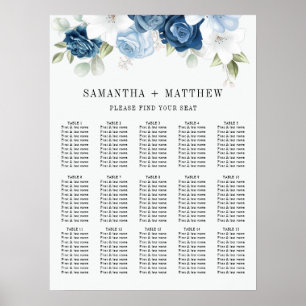 Poster Mariage d'aquarelle bleu foncé