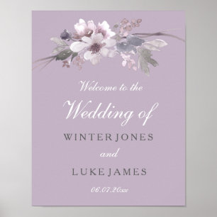 Poster Mariage d'aquarelle florale violet moderne