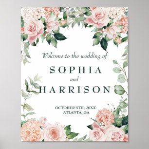 Poster Mariage d'aquarelle rose élégant
