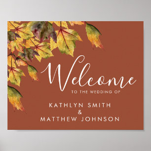 Poster Mariage d'automne de bienvenue Brun Rustique