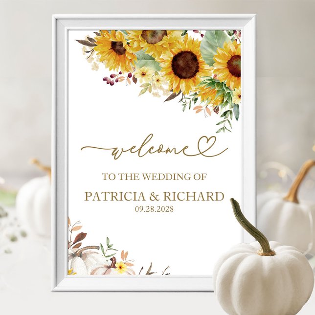 Poster Mariage de automne Citrouille Sunflower Bienvenue (Créateur téléchargé)