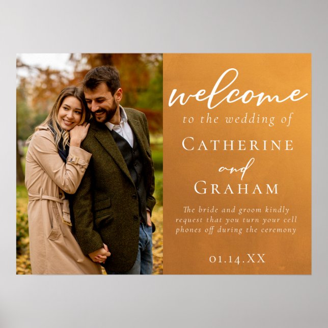 Poster Mariage de automne photo Rustic Gold Fiançailles B (Devant)