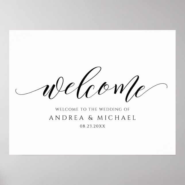 Poster Mariage de bienvenue Calligraphie moderne Fête de  (Devant)