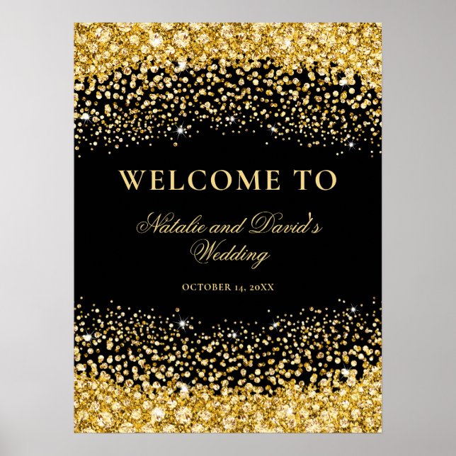 Poster Mariage de bienvenue de la Parties scintillant d'o (Devant)