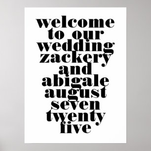 Poster Mariage de bienvenue de Mariage noir moderne