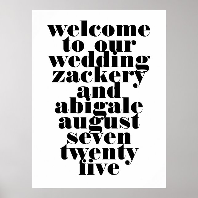 Poster Mariage de bienvenue de Mariage noir moderne (Devant)