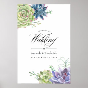Poster Mariage de bienvenue de succulentes de cactus de d