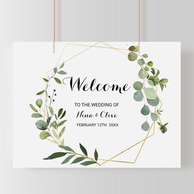 Poster Mariage de bienvenue des Feuilles verts tropicaux (Créateur téléchargé)